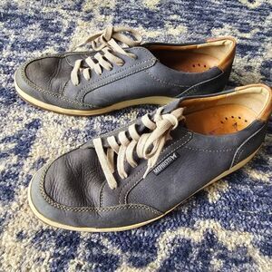 Mephisto mens leather tie shoe in blue sz 8